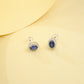 S925 Sterling Silver Oval Lab Sapphire Pave Halo Stud Earrings, Versatile - Photo 3
