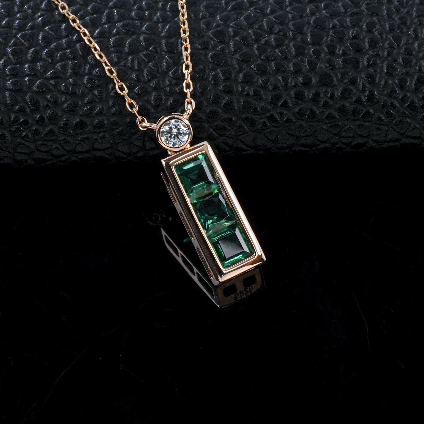 Geometric Emerald Rose Gold Necklace, Vintage Bestie Anniversary - Photo 2