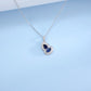 S925 Sterling Silver Lab Sapphire Gourd Halo Pendant Choker, Designer - Photo 3