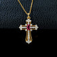 925 Sterling Silver Yellow-Gold Lab Emerald/Sapphire/Ruby Necklace, Vintage Artistic Premium - Photo 3