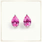 S925 Sterling Silver Lab Padparadscha Teardrop Stud Earrings, Minimalist Designer - Photo 1
