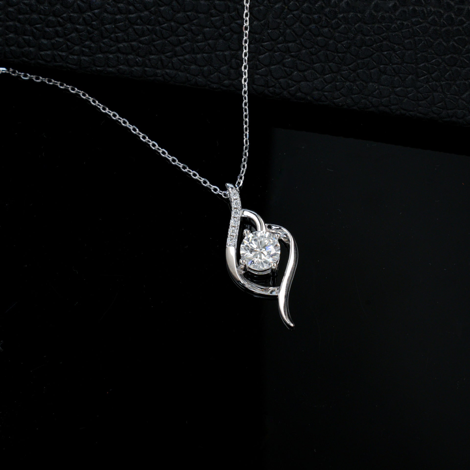 S925 Silver Curve Wrap Centre Pendant Necklace, Simple Birthday Gift - Photo 4
