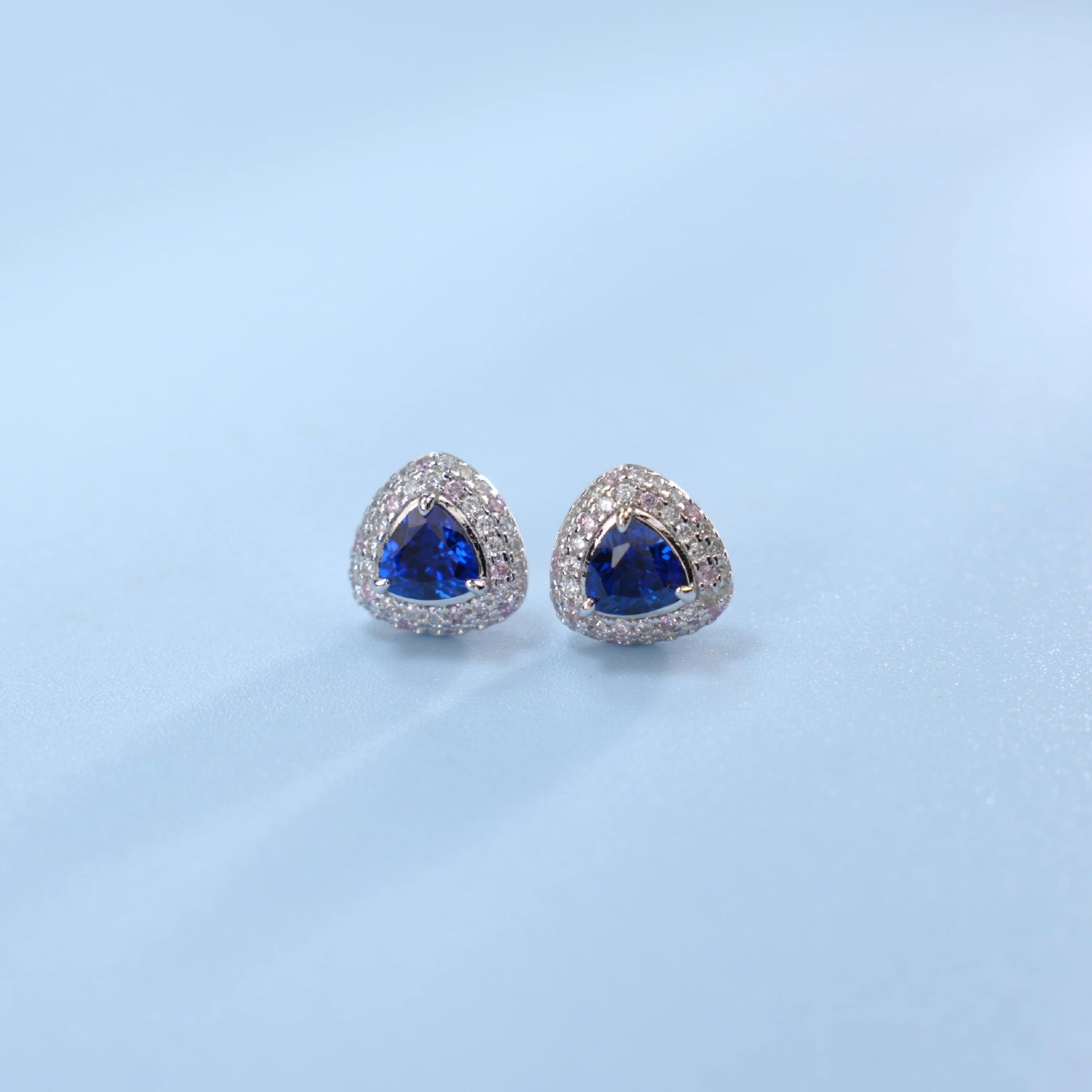 S925 Sterling Silver Lab Sapphire Earrings, Earrings C - Photo 2