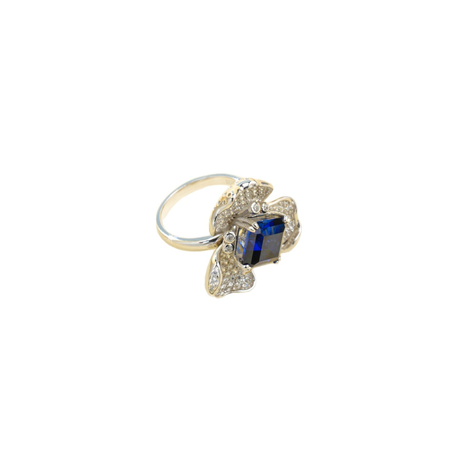 S925 Sterling Silver Lab Sapphire Geometric Ring, Premium Vintage for Women - Photo 5