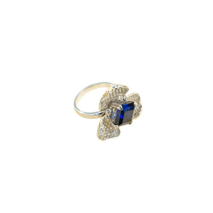 S925 Sterling Silver Lab Sapphire Geometric Ring, Premium Vintage for Women - Photo 5