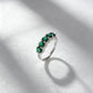 Lab Emerald Ring 925 Silver Micro-Set Green, Ring - Photo 4