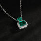 S925 Silver Lab Emerald Necklace Square Premium - Photo 3