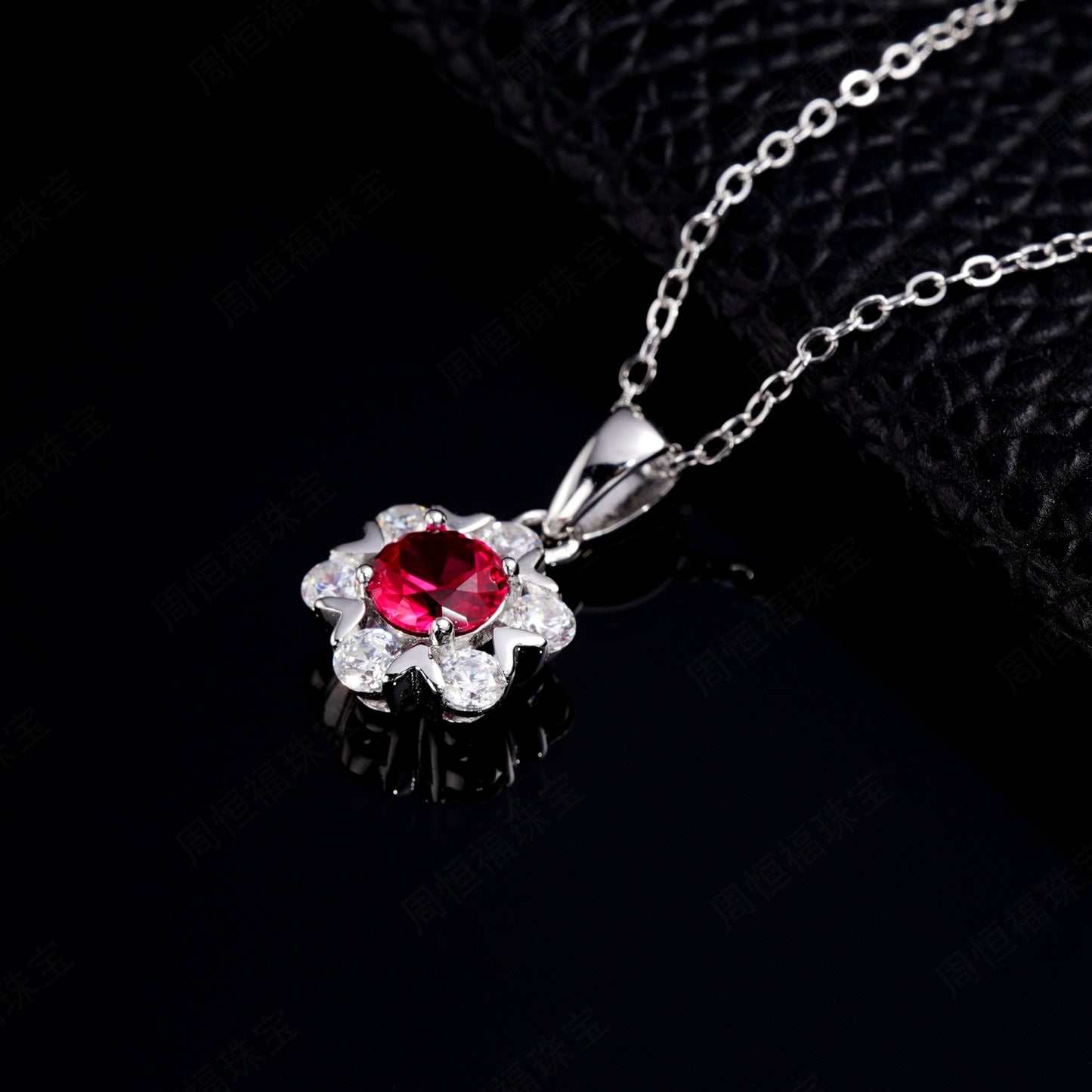 S925 Silver Petal Halo Necklace, Simple Round Stone - Photo 4