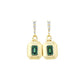 S925 Silver Rectangle Tag Lab Emerald Simple Geometric Diamond Drop Earrings, Women's - Photo 5
