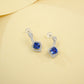 925 Sterling Silver Lab Sapphire Earrings, Elegant French Vintage for Women - Photo 3