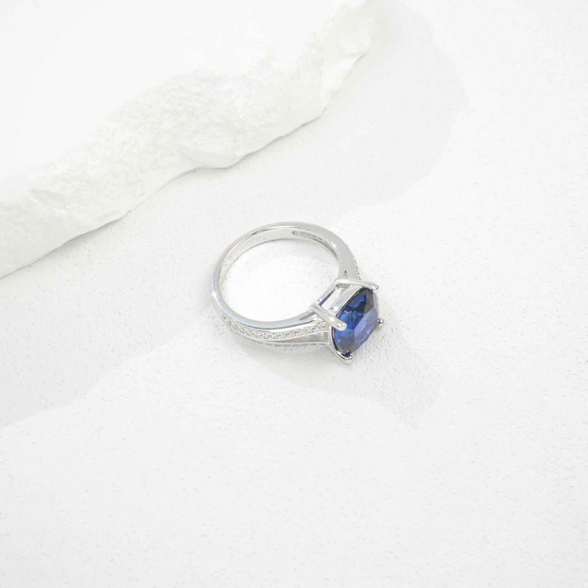 S925 Sterling Silver Sapphire Ring, Vintage Premium Trend - Photo 1