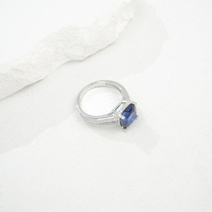 S925 Sterling Silver Sapphire Ring, Vintage Premium Trend - Photo 1