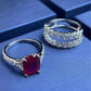 925 Silver Lab Ruby Stacking Ring for Women, Unique 2-in-1 Design - Photo 4