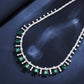 S925 Silver Lab Emerald Necklace Luxurious Princess Premium - Photo 3