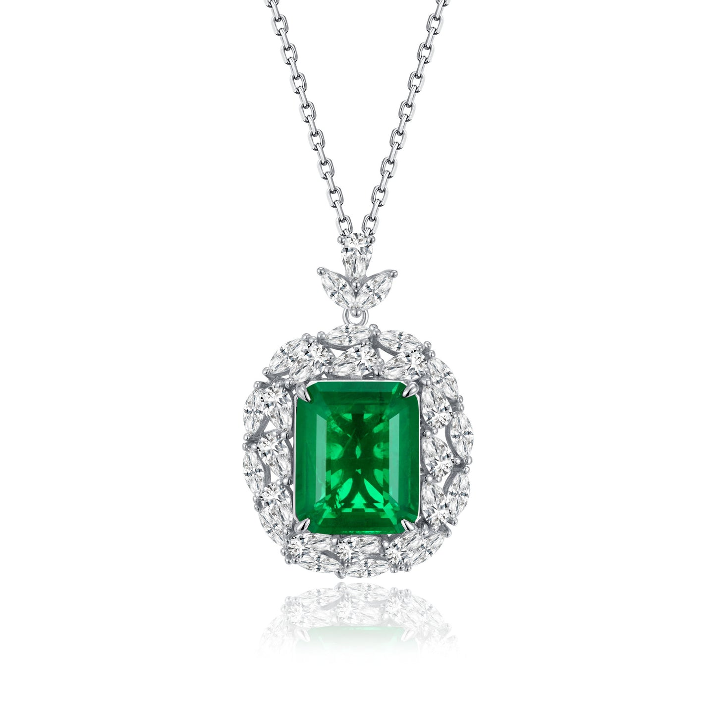 S925 Sterling Silver Lab coloured Gemstone Rectangle Necklace, Vintage Birthday Gift - Photo 5