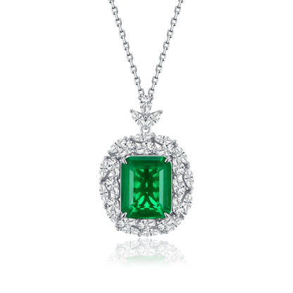 S925 Sterling Silver Lab coloured Gemstone Rectangle Necklace, Vintage Birthday Gift - Photo 5