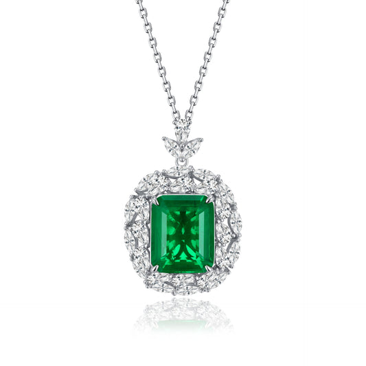 S925 Sterling Silver Lab coloured Gemstone Rectangle Necklace, Vintage Birthday Gift - Photo 5
