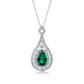 S925 Lab Emerald Teardrop Necklace, Sterling Silver Versatile - Photo 2