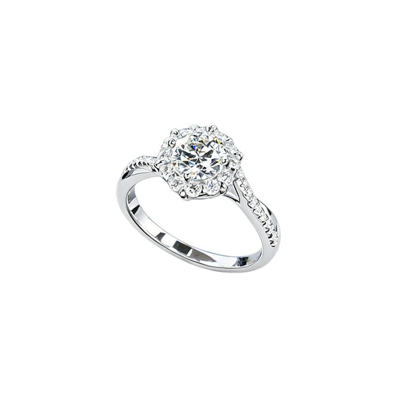 S925 Silver Sunflower Halo Lab Diamond Ring, Proposal Engagement Anniversary - Photo 5