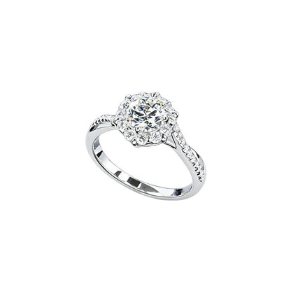 S925 Silver Sunflower Halo Lab Diamond Ring, Proposal Engagement Anniversary - Photo 5