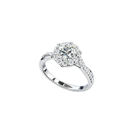 S925 Silver Sunflower Halo Lab Diamond Ring, Proposal Engagement Anniversary - Photo 5