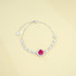 S925 Sterling Silver Lab Ruby Pave Halo Bracelet - Photo 4