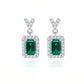 Lab Emerald S925 Silver Stud Earrings, Vintage Premium Princess - Photo 1