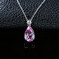 S925 Silver Pear Teardrop Lab Pink Diamond Necklace, Small Diamond Simple - Photo 3