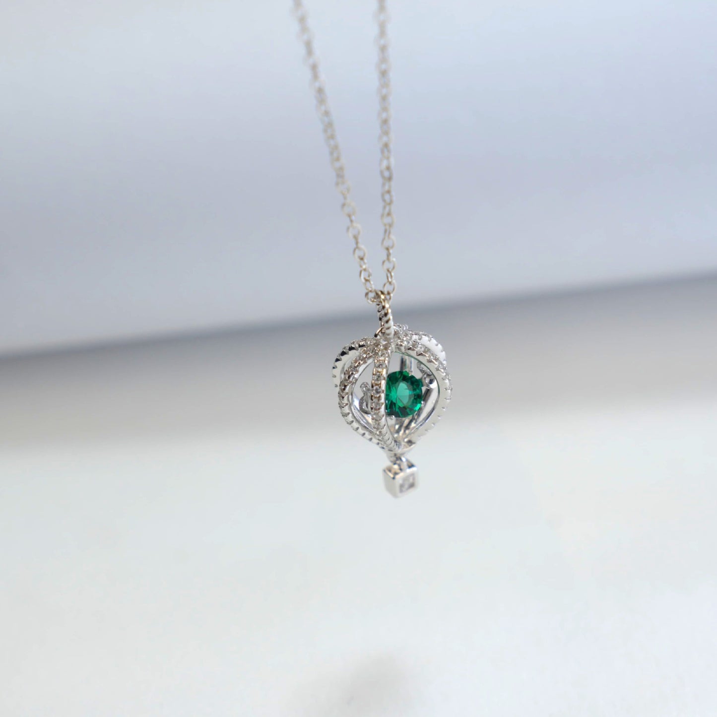 S925 Silver Lab Emerald Necklace, Creative Unique Premium - Photo 4