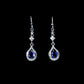S925 Silver Teardrop coloured Gemstone Diamond Halo Earrings, Date Evening Wedding - Photo 2