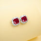 S925 Silver Lab Ruby Stud Earrings Full Diamond Halo, Anniversary Versatile Gift - Photo 4