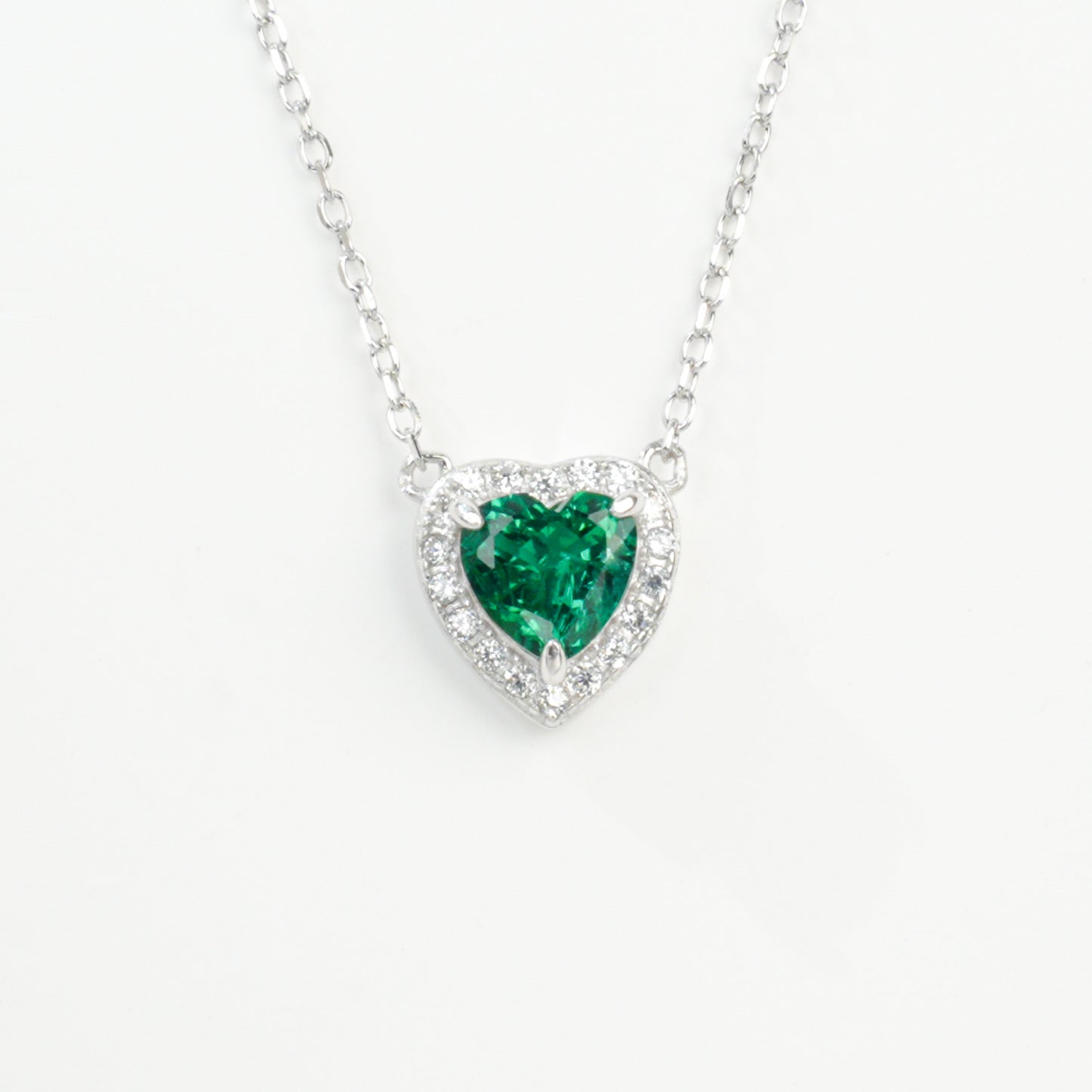 S925 Sterling Silver Lab Gemstone Heart Pave Choker Necklace, Premium for Women - Photo 5