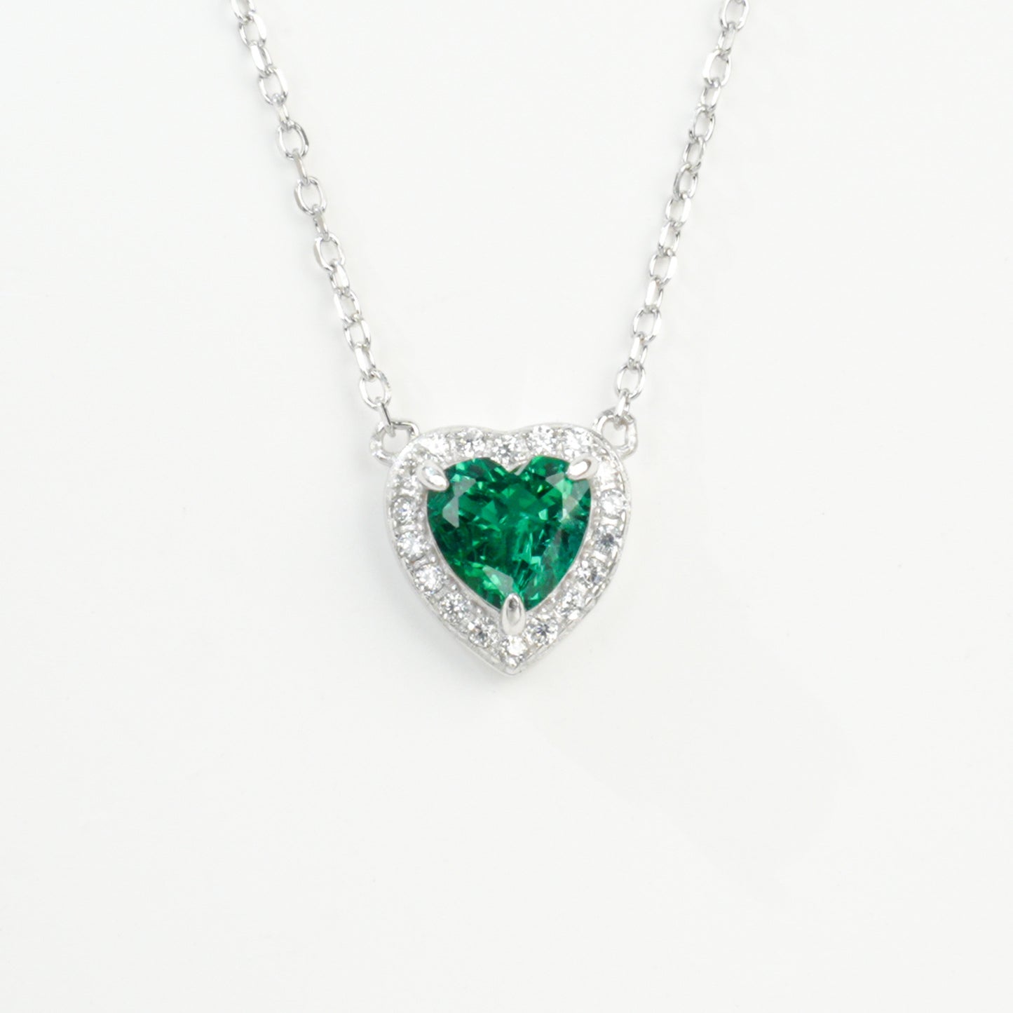 S925 Sterling Silver Lab Gemstone Heart Pave Choker Necklace, Premium for Women - Photo 5