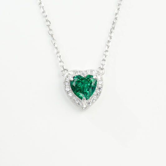 S925 Sterling Silver Lab Gemstone Heart Pave Choker Necklace, Premium for Women - Photo 5