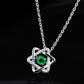 S925 Silver Interwoven Hexagram Emerald Necklace, Hollow Vintage Simple - Photo 4