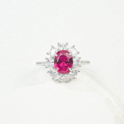 925 Sterling Silver Oval Gemstone Halo Pave Ring, Premium Girlfriend Gift - Photo 6