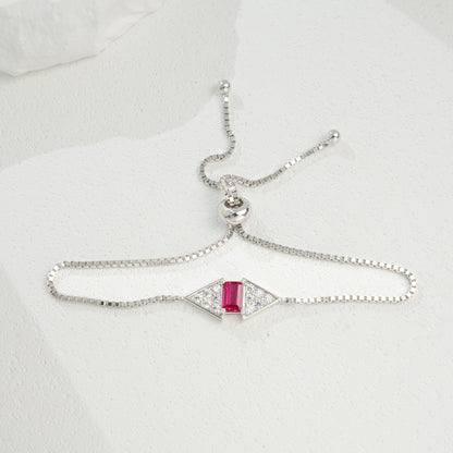 S925 Sterling Silver Lab Ruby Bracelet for Women, Premium Adjustable - Photo 6
