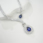 S925 Sterling Silver Lab Sapphire Teardrop Heavy Pave Necklace, Premium Gown - Photo 4