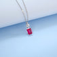 Square S925 Silver Pendant Pigeon Blood Ruby Necklace, Diamond Versatile - Photo 2