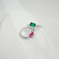 925 Sterling Silver Lab Ruby Emerald-Cut Ring - Photo 4