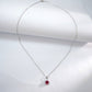 S925 Sterling Silver Lab Pigeon Blood Ruby Round Claw Pendant Choker, Delicate Elegant for Women - Photo 3