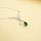 S925 Sterling Silver Lab Sapphire Teardrop Y-Shape Pave Choker Necklace, Versatile for Women - Photo 4