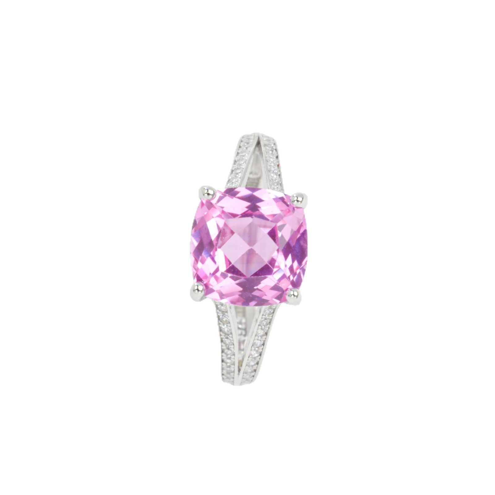 S925 Sterling Silver Lab Pink Diamond Four-Prong Ring, Versatile Elegant for Women - Photo 5