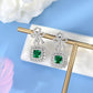 S925 Sterling Silver Lab Emerald Bowknot Halo Long Drop Earrings, for Women - Photo 2