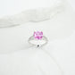 S925 Sterling Silver Lab Pink Diamond Four-Prong Ring, Versatile Elegant for Women - Photo 4