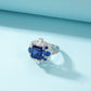 925 Sterling Silver Lab Sapphire Square Halo Ring for Women, Heavy-Craft Premium - Photo 2