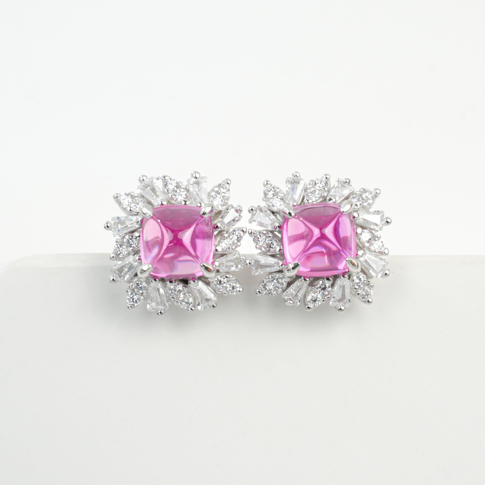 S925 Sterling Silver Lab Padparadscha Sunflower Earrings, Elegant for Women - Photo 5