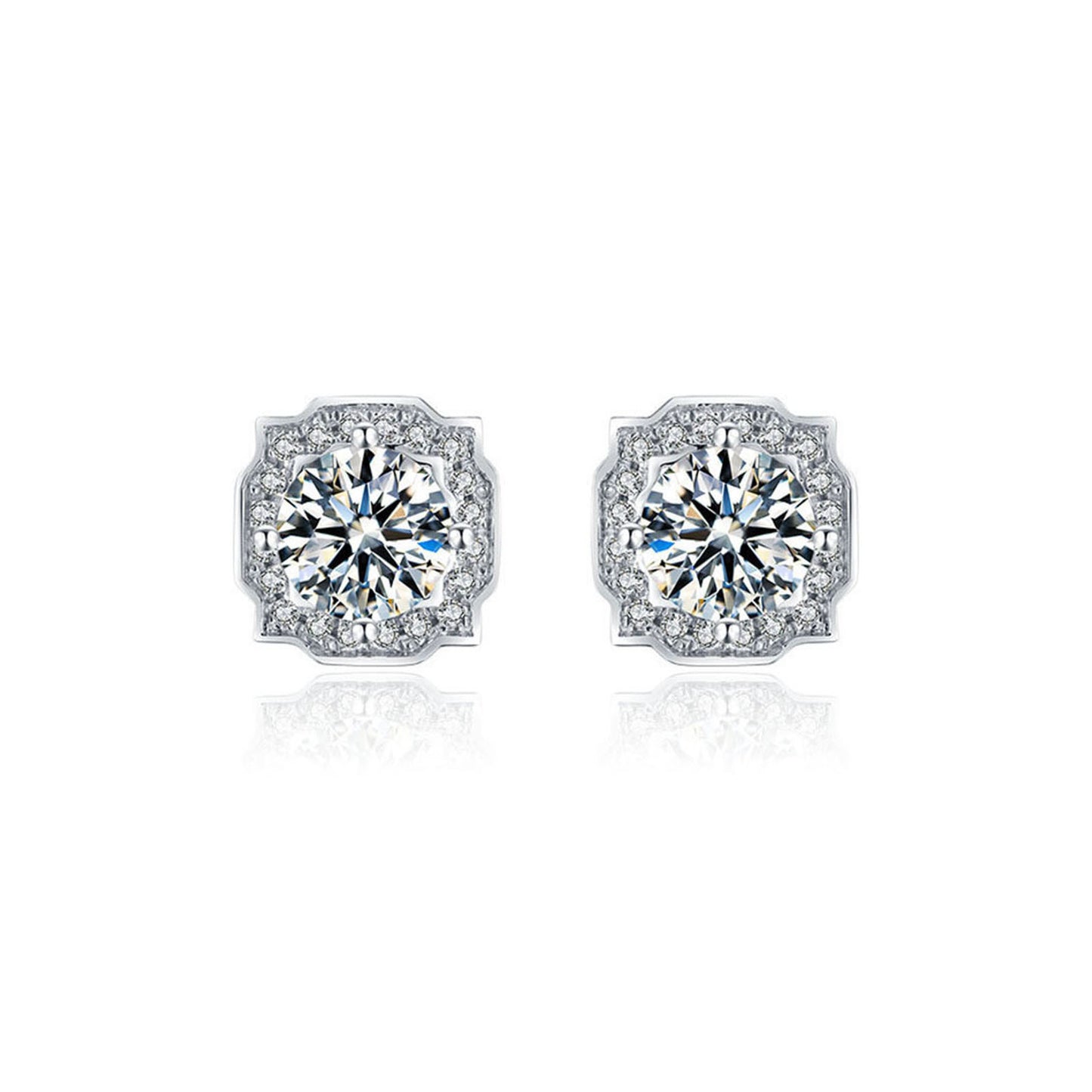 S925 Sterling Silver Lab Diamond Pave Stud Earrings, Auspicious Year Gift - Photo 5