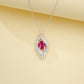 S925 Sterling Silver Lab Ruby Teardrop Pendant Choker Necklace, Minimalist Versatile - Photo 3