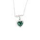 S925 Silver Heart Lab Emerald Full Diamond Halo Necklace, Premium - Photo 5